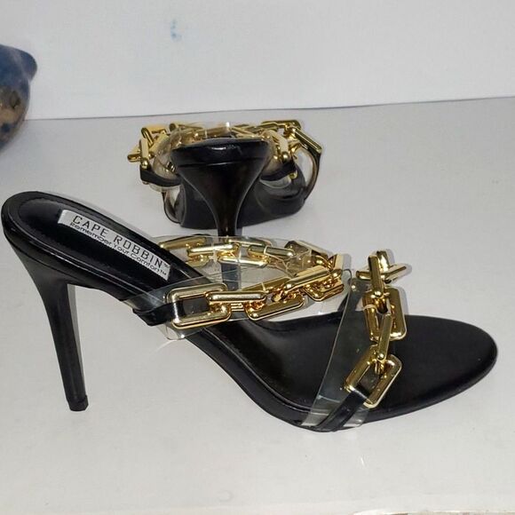 Cape Robbin Women's Heels Boho Gold Tone Chain Detail Almond Toe Slip On Size 11 - Picture 8 of 13